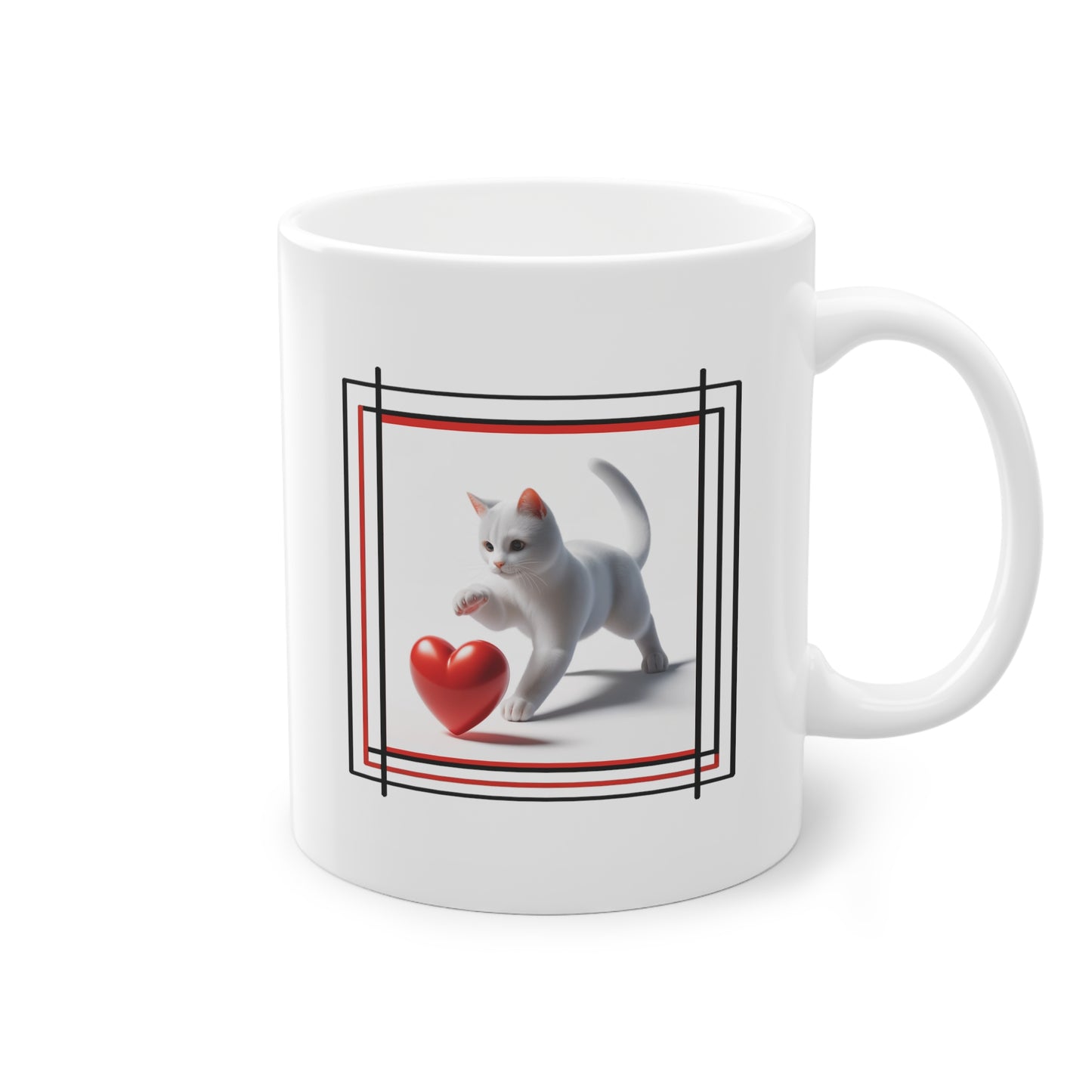 Mug design avec chat blanc joueur - Tasse unique