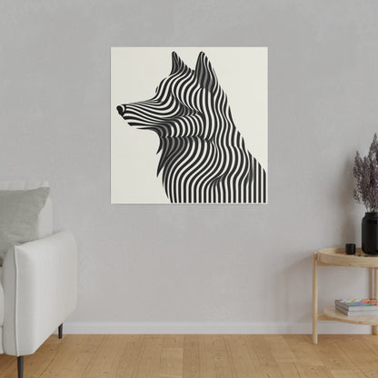 Tableau Déco Tendance -Toile Loup Illusion Art Optique Moderne