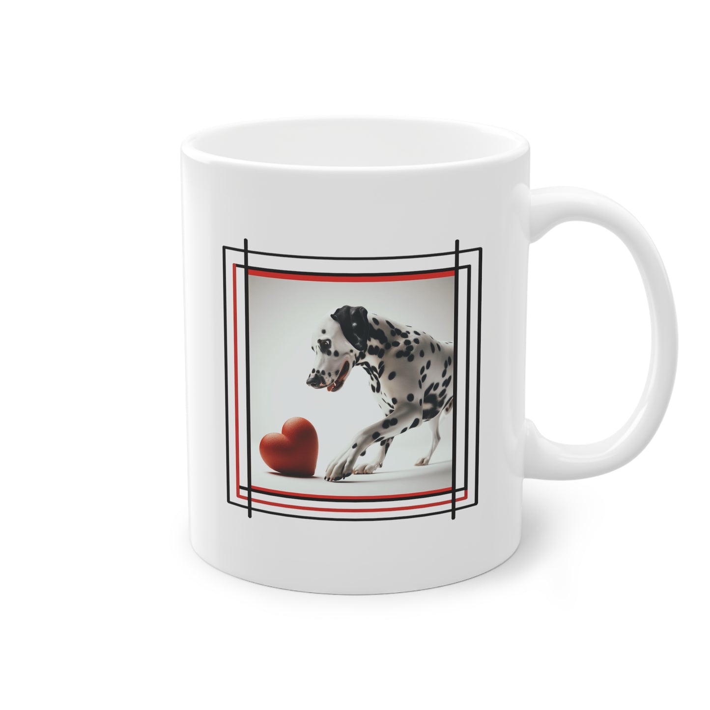 Dalmatien avec coeur rouge - Mug Cadeau Original et Design