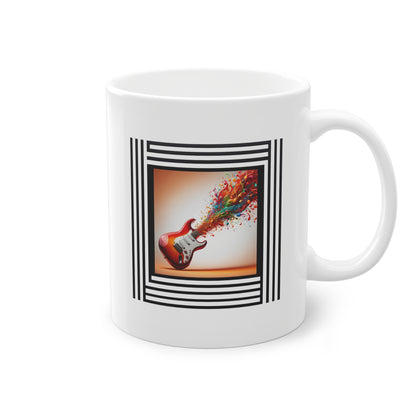 Mug céramique blanc guitare électrique colorée – Cadeau Musical