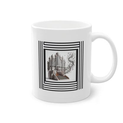 Mug cadeau en céramique blanc avec image d'orgue et notes musicales