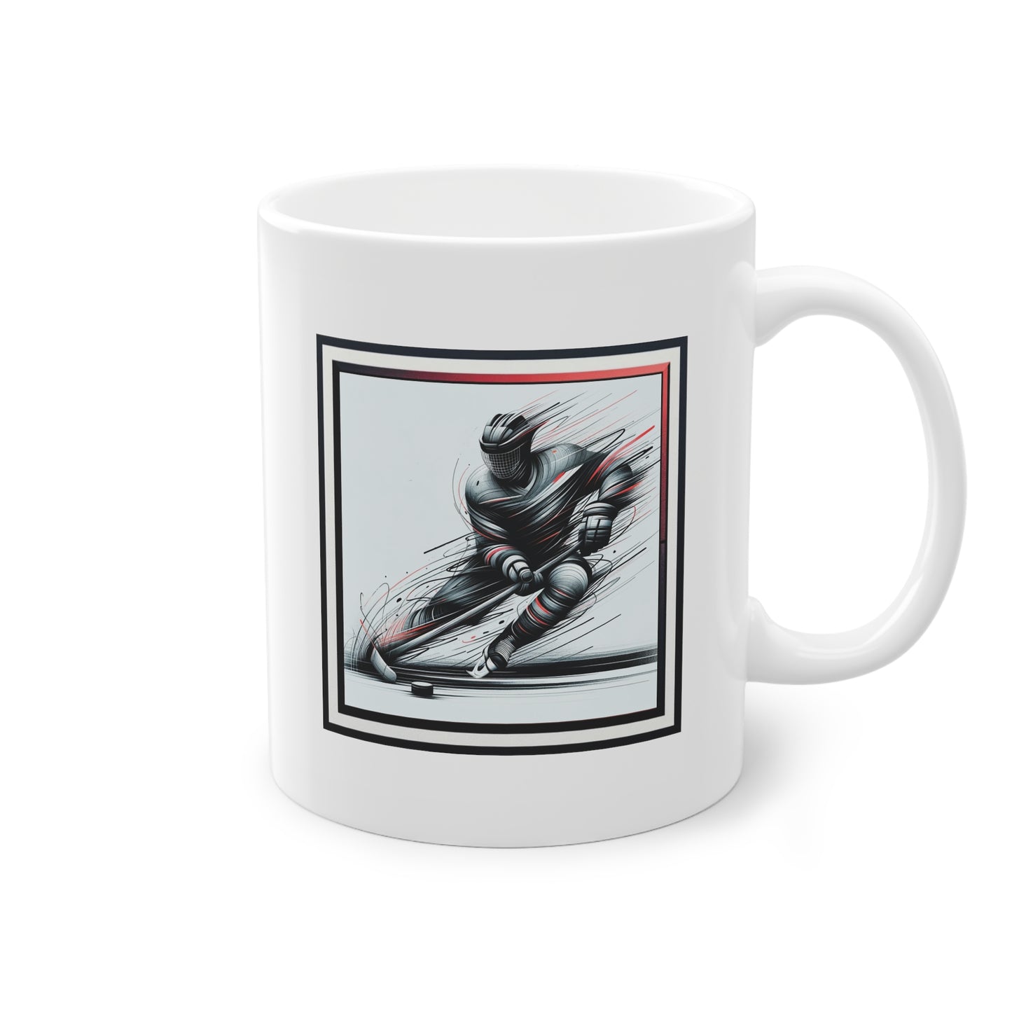 Joueur de hockey dynamique sur mug moderne