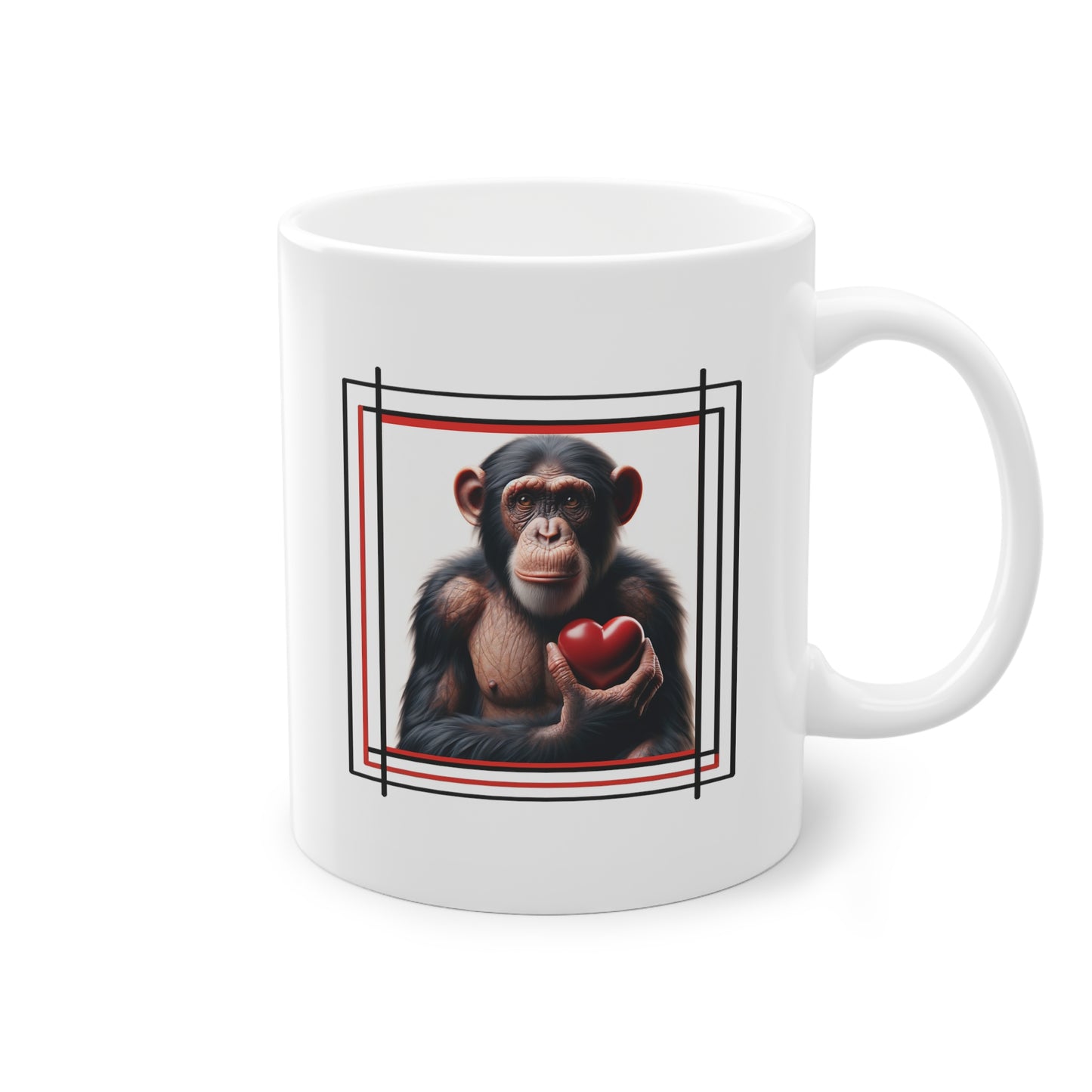 Mug avec Chimpanzé tenant un cœur