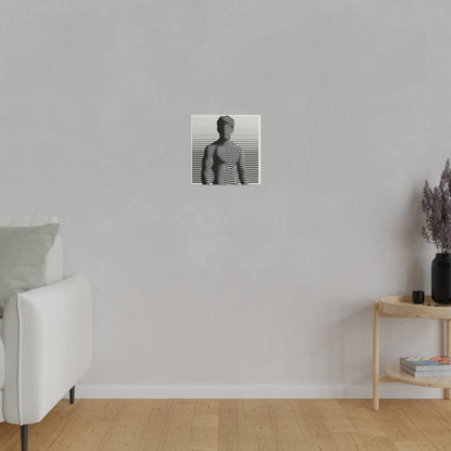 Tableau Toile d'une silhouette d'un homme en art optique type illusion en noir et blanc