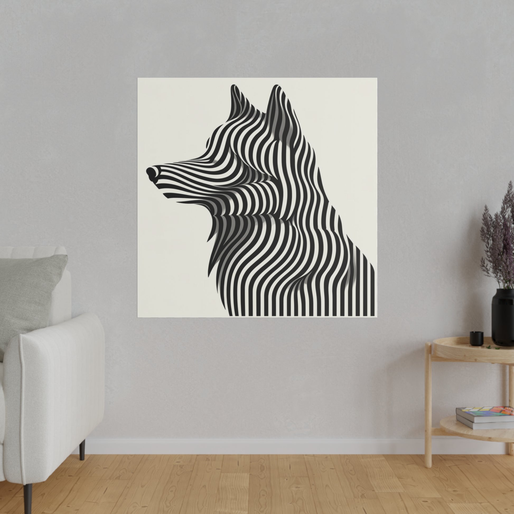 Tableau Déco Tendance -Toile Loup Illusion Art Optique Moderne