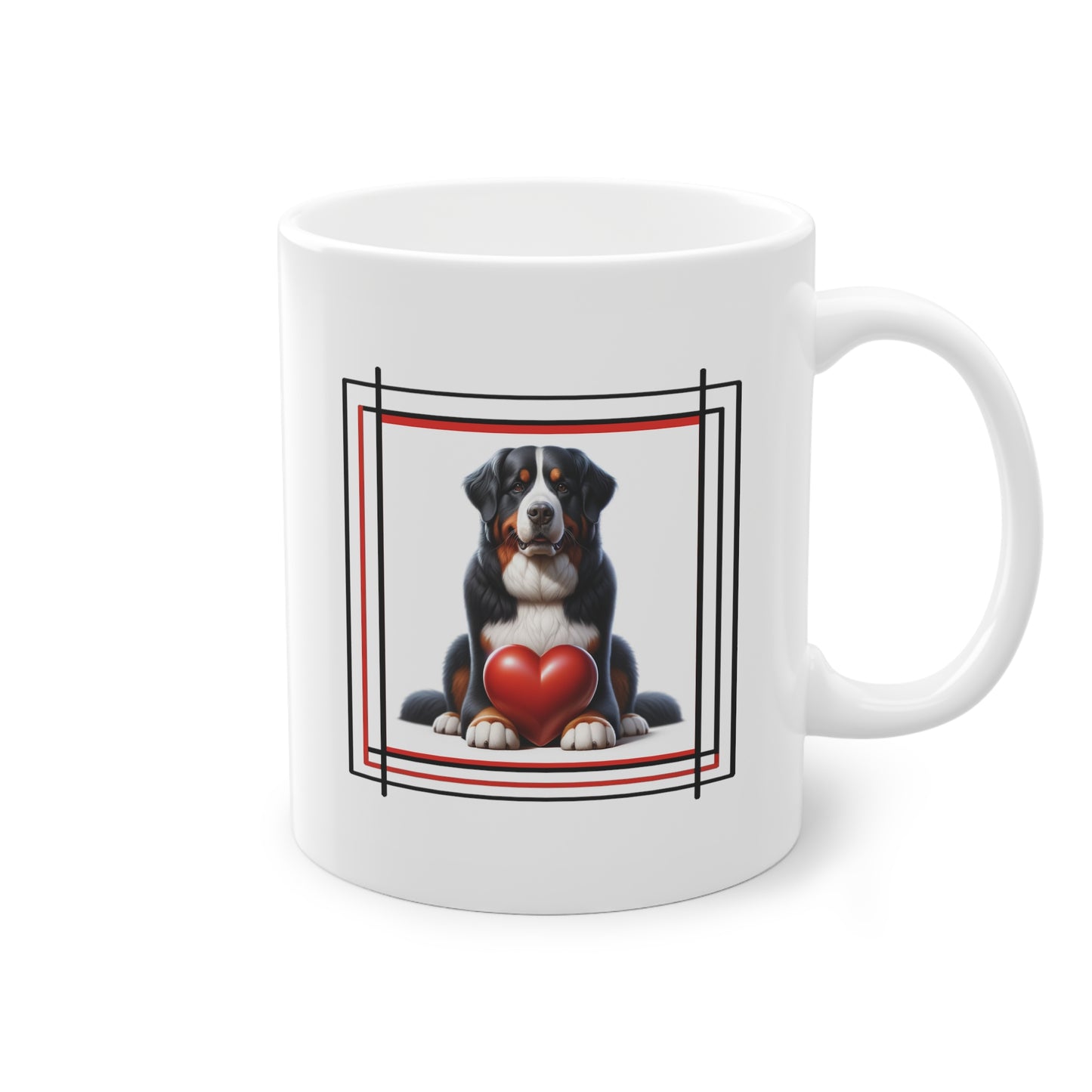 Mug Chien Bouvier Bernois avec cœur pour cadeau élégant design