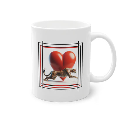 Mug Tasse Cadeau avec guépard et cœur pour Saint-Valentin