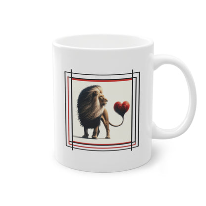 Mug design original avec lion et cœur saint-valentin