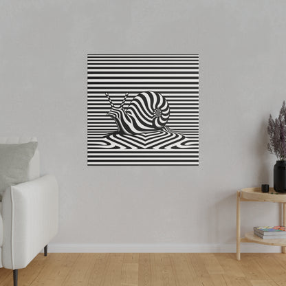 Tableau sur toile - Décoration Intérieure Originale - Animal Escargot en noir et blanc - Illusion Art Optique - YOMYLE