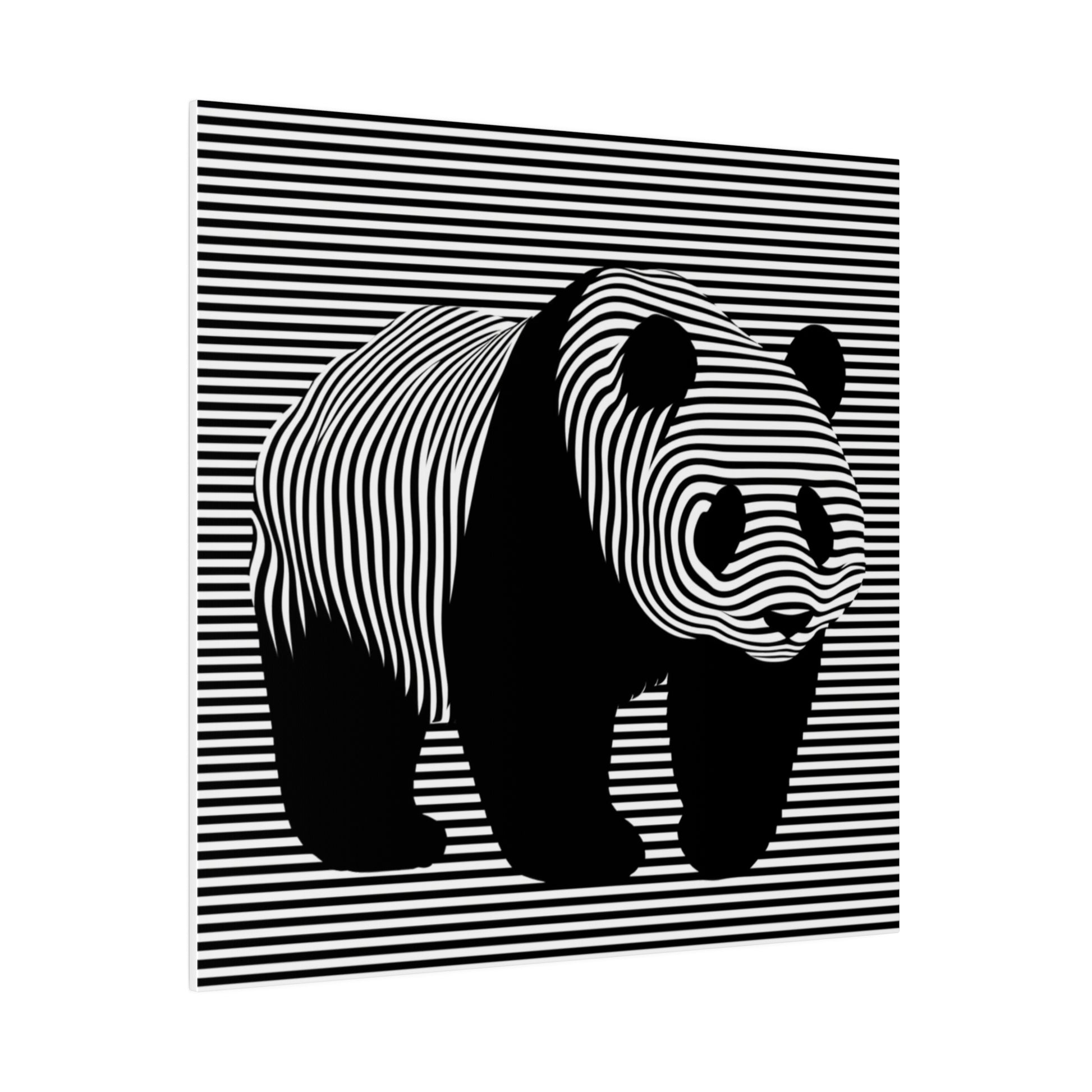 Illusion Art optique panda tableau sur toile design moderne original en noir et blanc