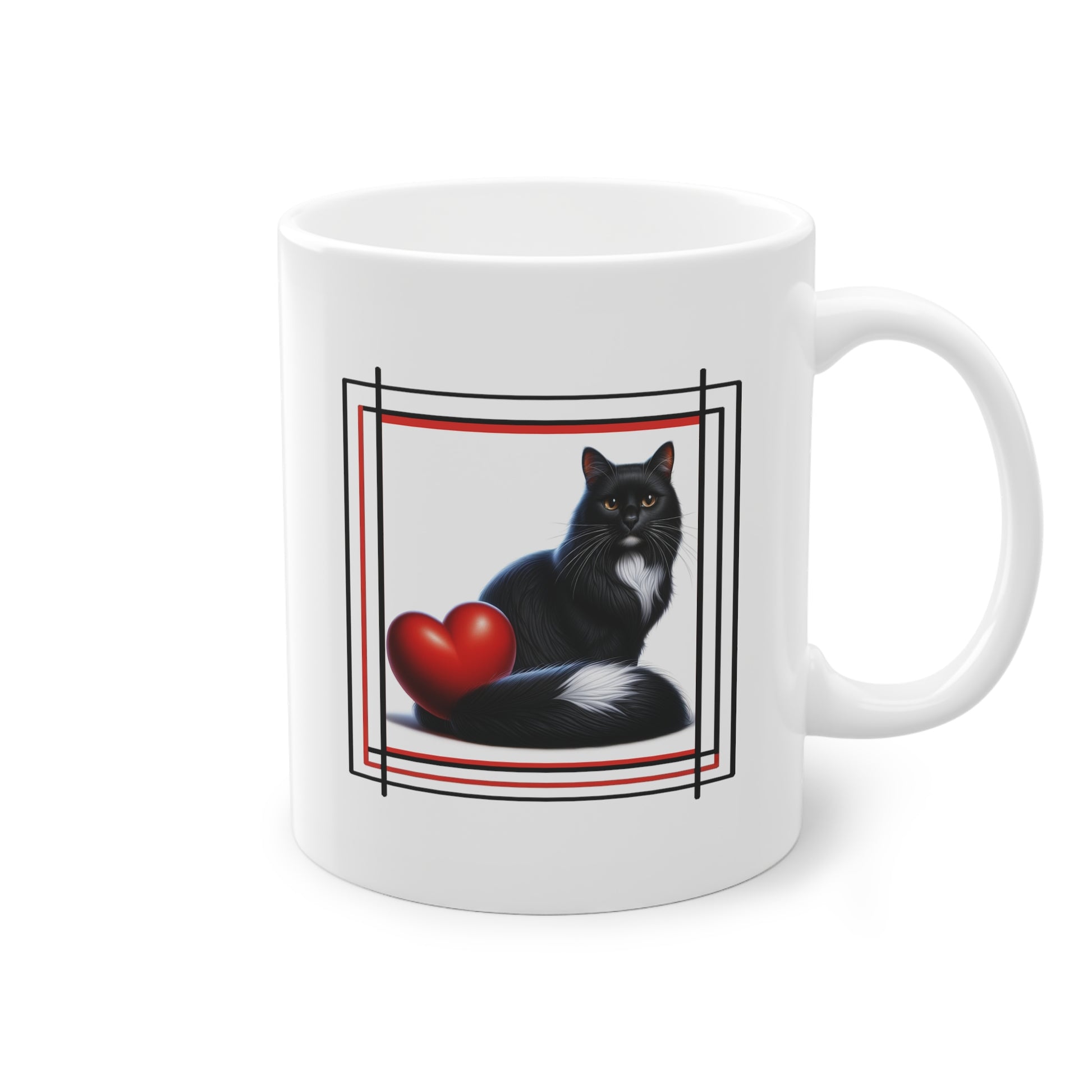 Mug avec chat et cœur pour cadeau original et sympa