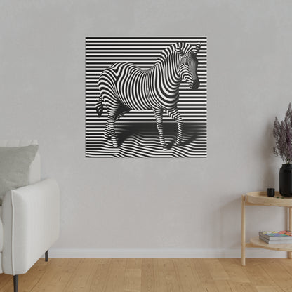 Toile moderne avec un design de Zèbre en illusion art optique noir et blanc