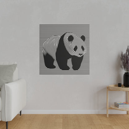 Illusion Art optique panda tableau sur toile design moderne original en noir et blanc