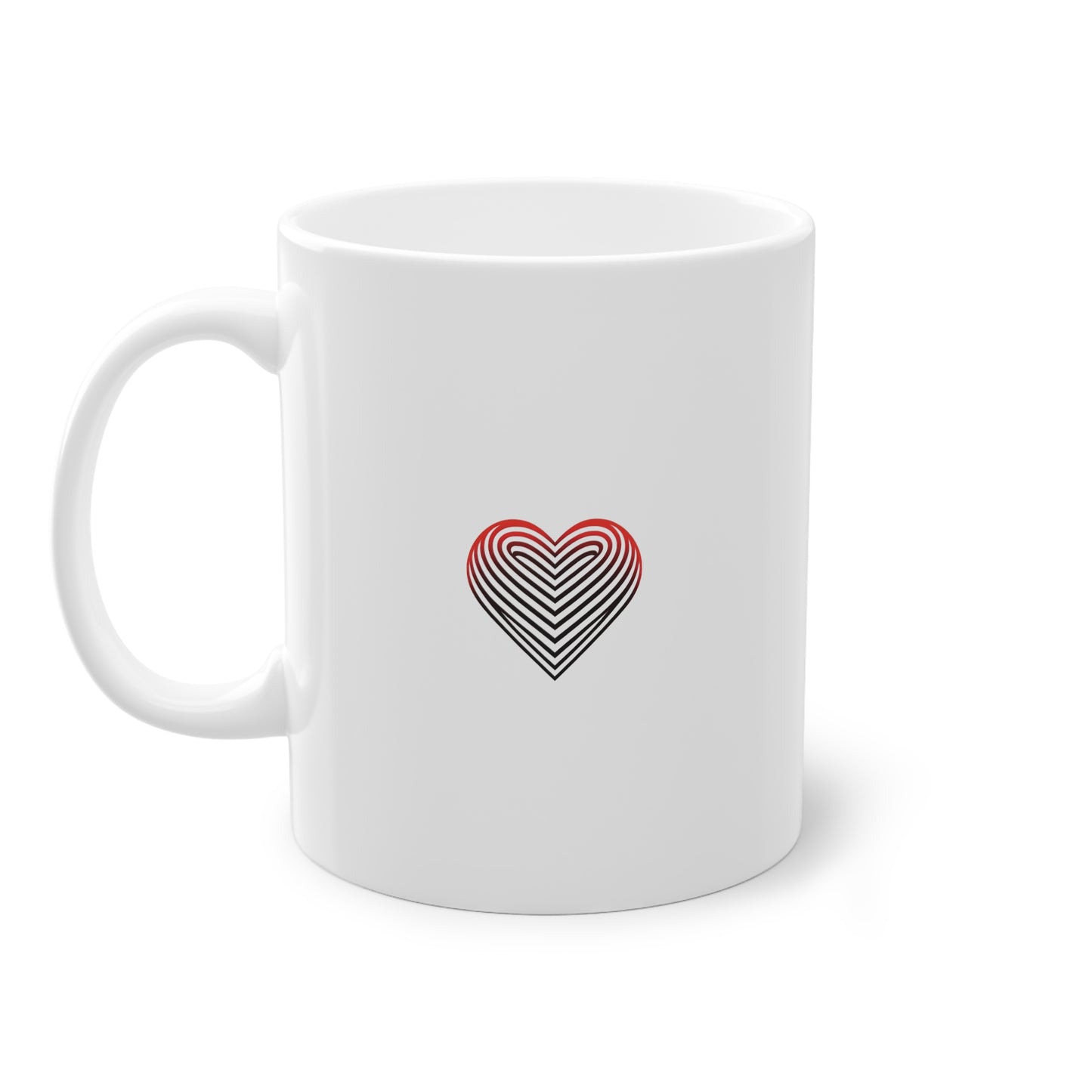 Design cœur rayé rouge – jolie tasse à offrir sympa