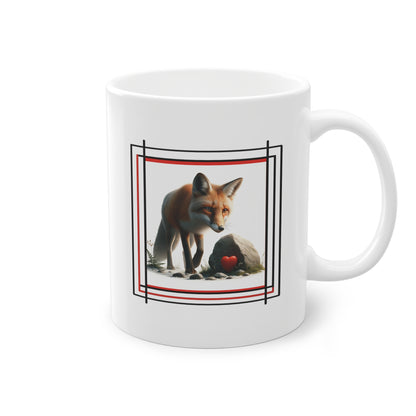 Idée mug  cadeau romantique avec un renard découvrant un coeur