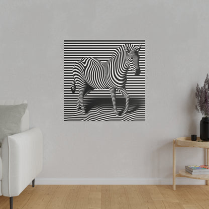 Toile moderne avec un design de Zèbre en illusion art optique noir et blanc