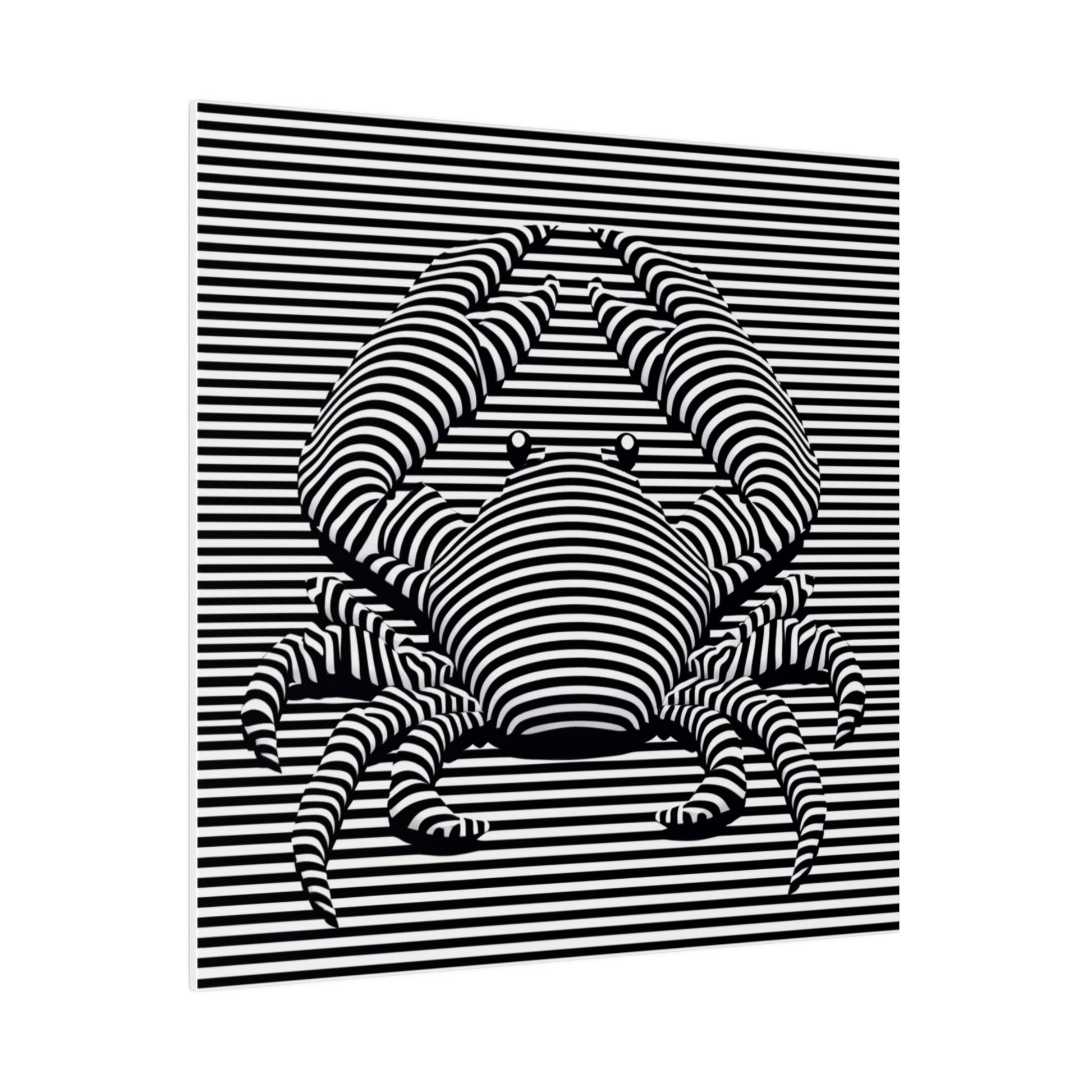 Design Animal Crabe Illusion Art Optique en noir et blanc tableau sur toile