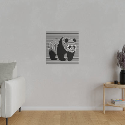 Illusion Art optique panda tableau sur toile design moderne original en noir et blanc