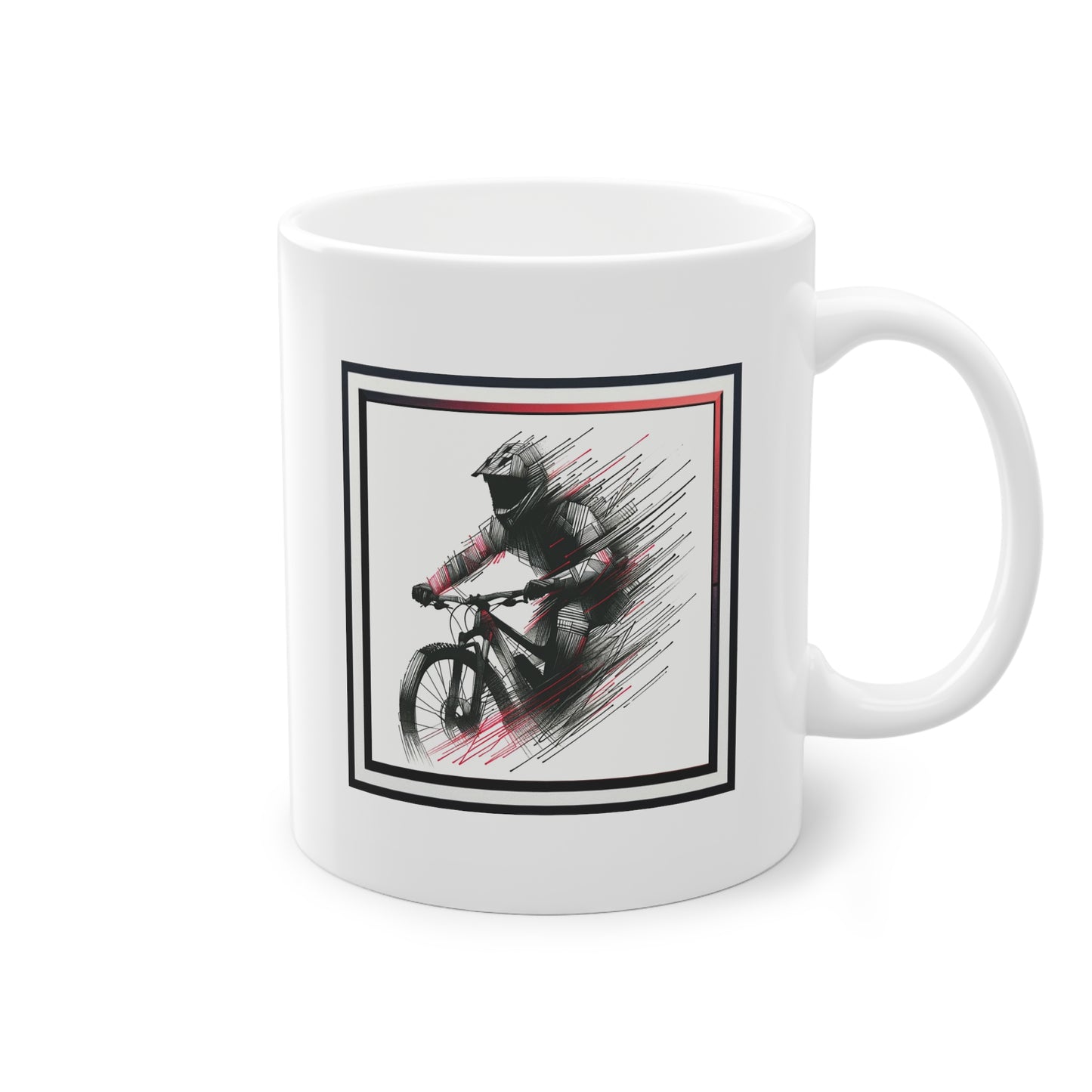 Cycliste VTT en action sur mug parfait comme idée cadeau 