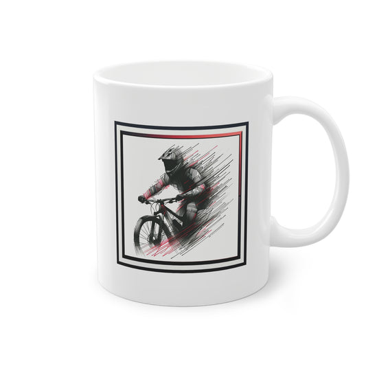 Cycliste VTT en action sur mug parfait comme idée cadeau 