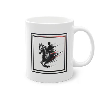 Mug cadeau avec une cavalier design et moderne, en action dynamique