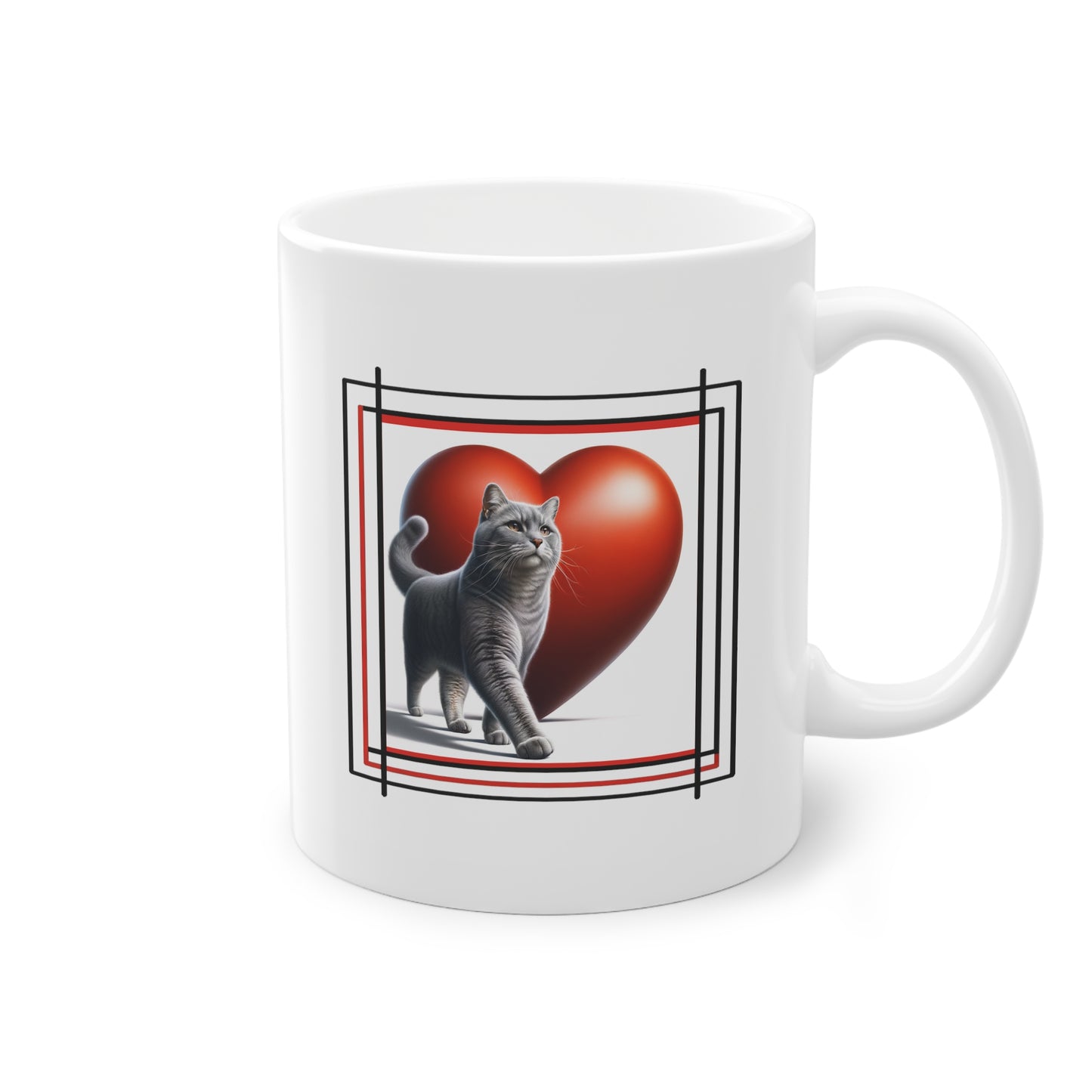 Mug avec chat gris fier - cadeau parfait