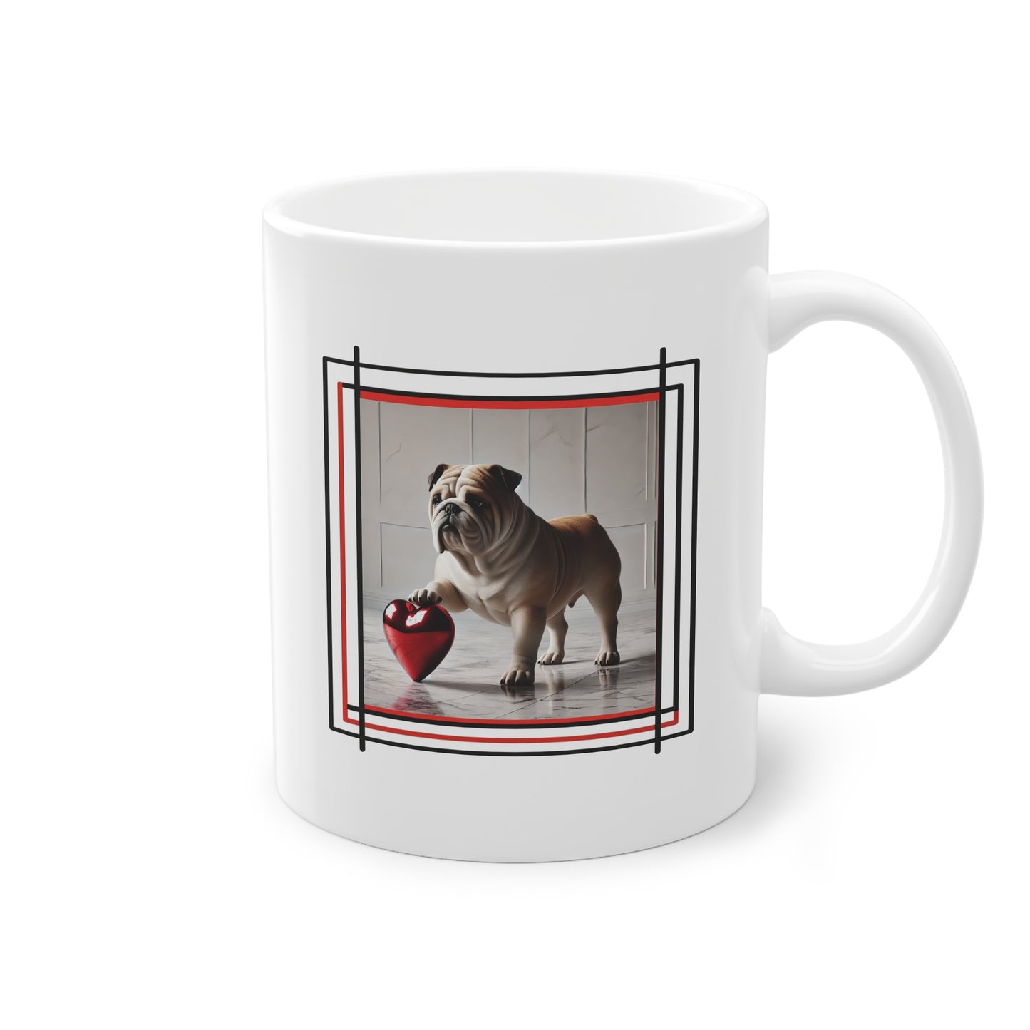 Mug Bulldog Anglais avec Cœur Rouge