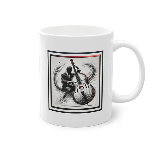 Mug contrebassiste jazz avec illustration artistique dynamique