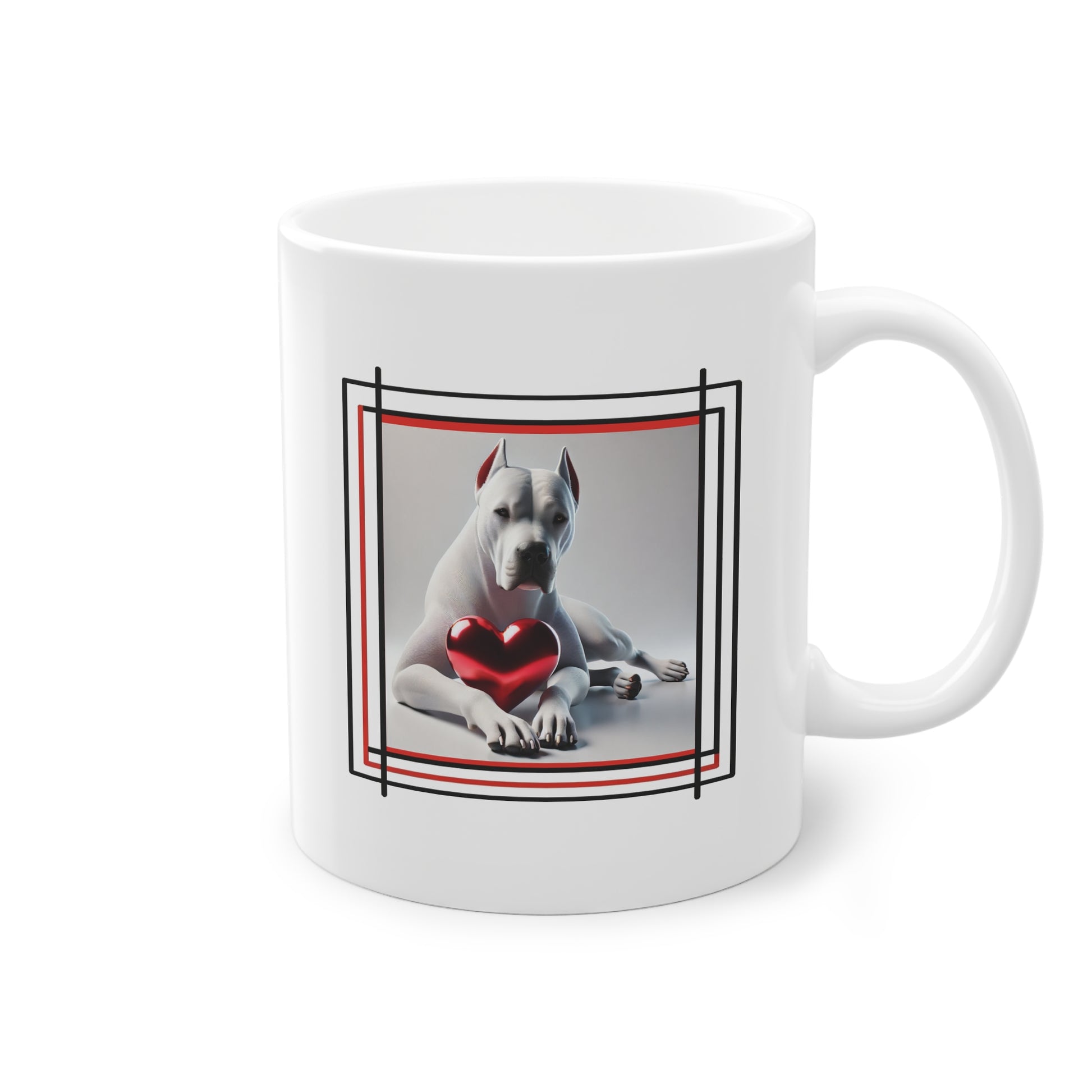 Mug avec Dogue Argentin et cœur rouge brillant