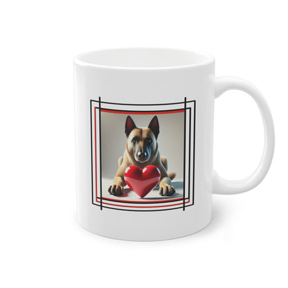 Mug avec Malinois et cœur rouge brillant – cadeau original