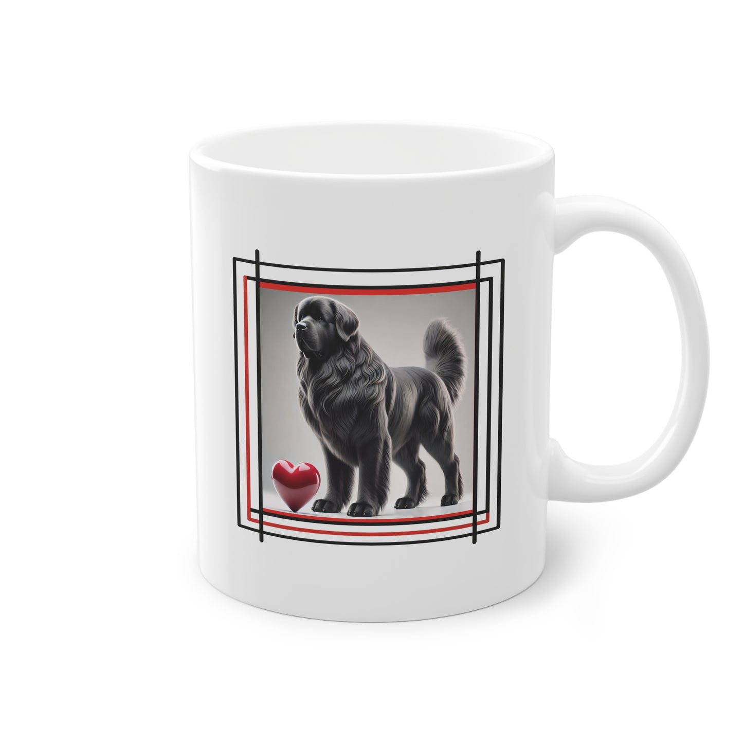 Mug céramique avec chien Terre-Neuve et cœur rouge