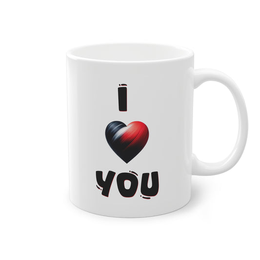 Mug "I Love You" avec un cœur rouge – Cadeau original pour homme ou femme