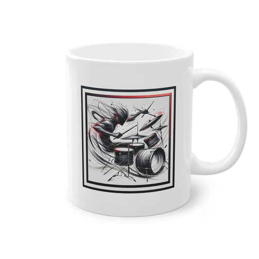 Illustration batteur rock, mug original cadeau Noël