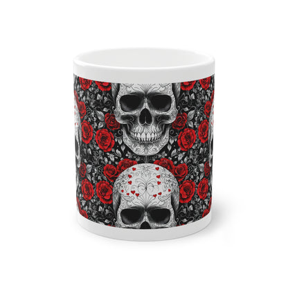 Mug crâne et roses rouges, cadeau gothique