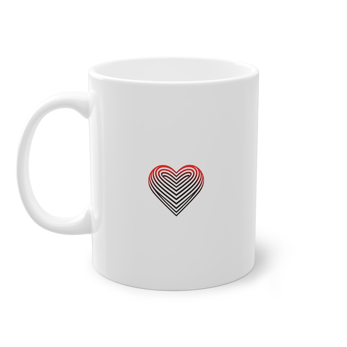 Mug avec un cœur graphique rouge et blanc minimaliste