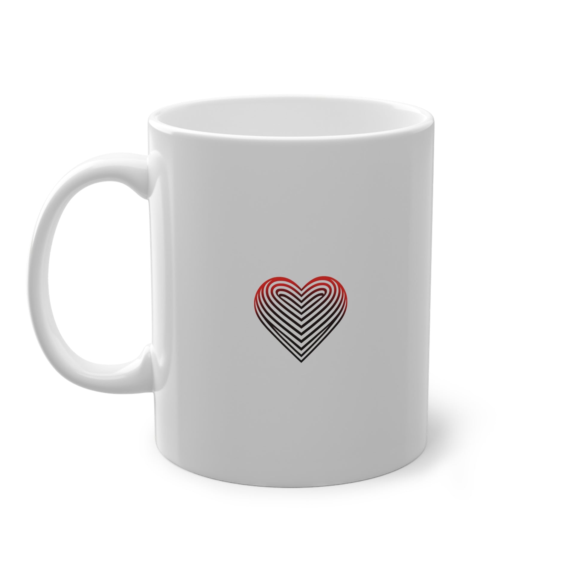 Mug cœur optique rouge noir, tasse love design
