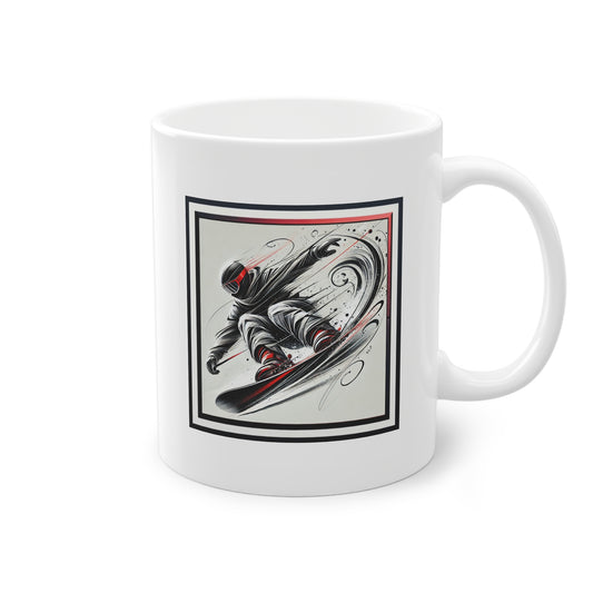 Mug sportif avec snowboarder en action – cadeau original sport d'hiver.