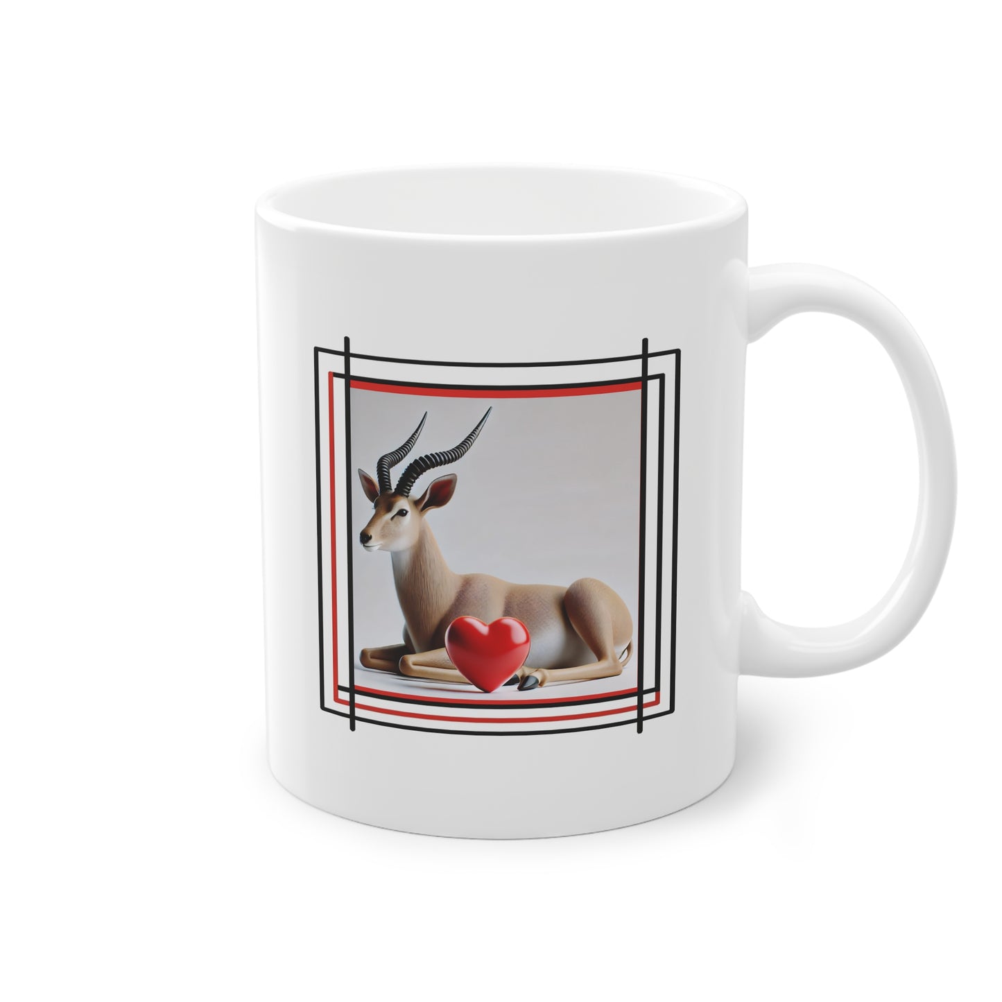 Mug à offrir en céramique avec antilope et coeur, motif animal savane