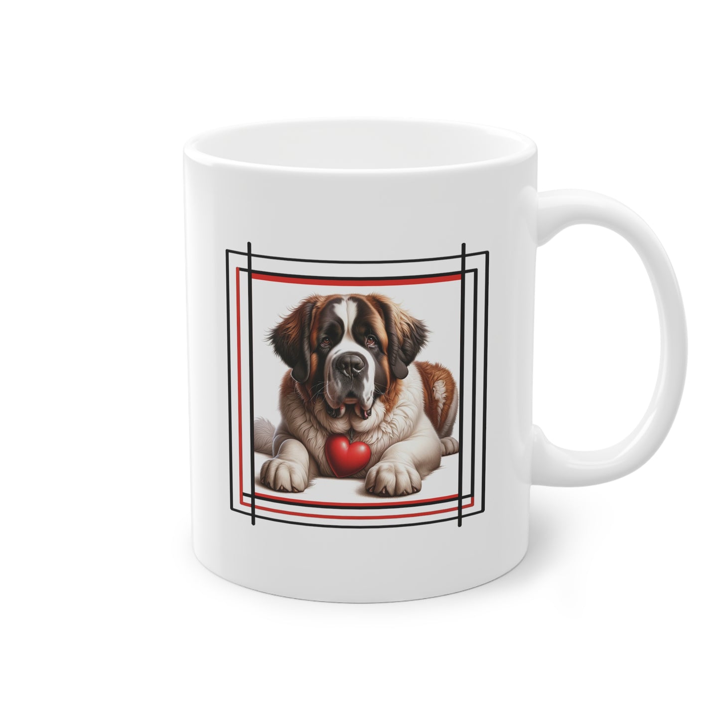 Mug cadeau avec Saint-Bernard et cœur